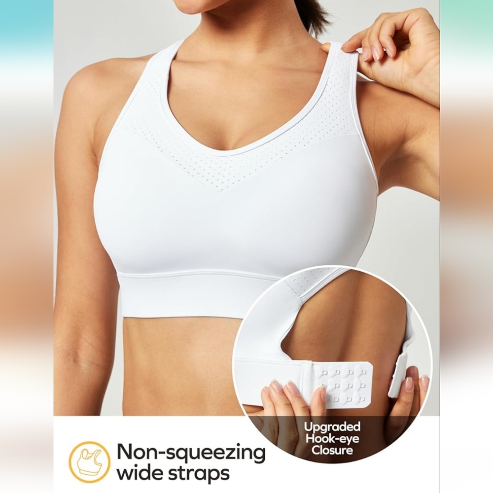 White Sports Bra with Hook Closure